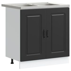 vidaXL Kitchen Cabinet Kalmar Black 80 x 46 x 81.5 cm Engineered Wood
