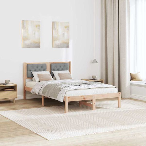 vidaXL Bed Frame Light Grey 120 x 190 cm Solid Pine Wood