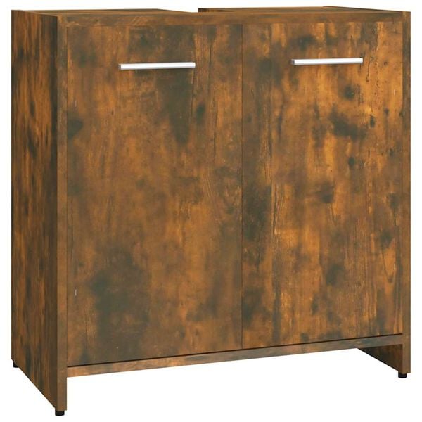 vidaXL Bathroom Cabinet Smoked Oak 60x33x60 cm Engineered Wood