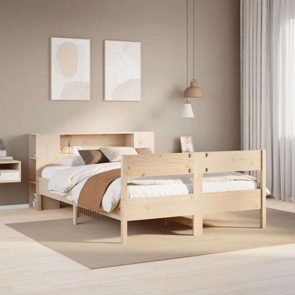 vidaXL Bookcase Bed without Mattress 160x200cm Solid Wood Pine