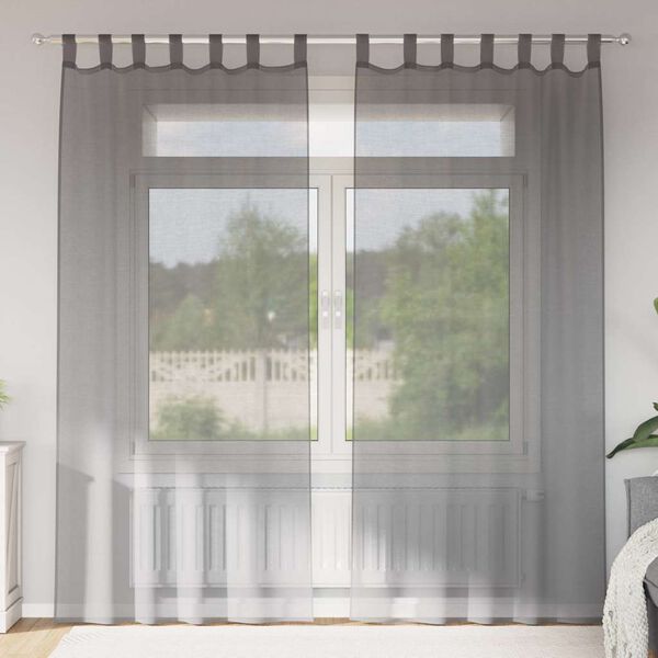 vidaXL Voile Curtains with Loops 2 pcs Dark Grey 140x245 cm
