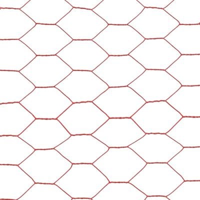 vidaXL Chicken Wire Fence Steel with PVC Coating 25x1.2 m Red