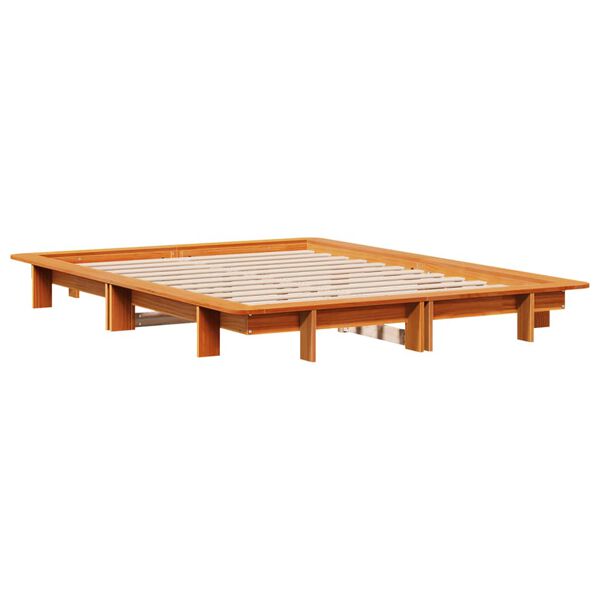 vidaXL Bed Frame without Mattress Wax Brown 140x190 cm Solid Wood Pine