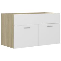 vidaXL Sink Cabinet White and Sonoma Oak 80x38.5x46 cm Engineered Wood