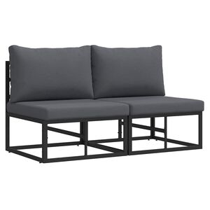 vidaXL Outdoor Furniture with Cushion with Pillow Black Aluminium
