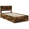 vidaXL Bed Frame with Drawer Smoked Oak 100 x 200 cm Engineer Wood
