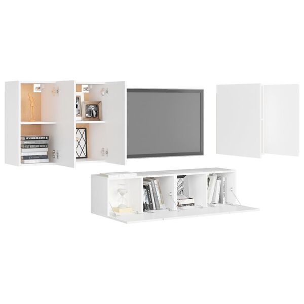 vidaXL 6 Piece TV Cabinet Set White Engineered Wood