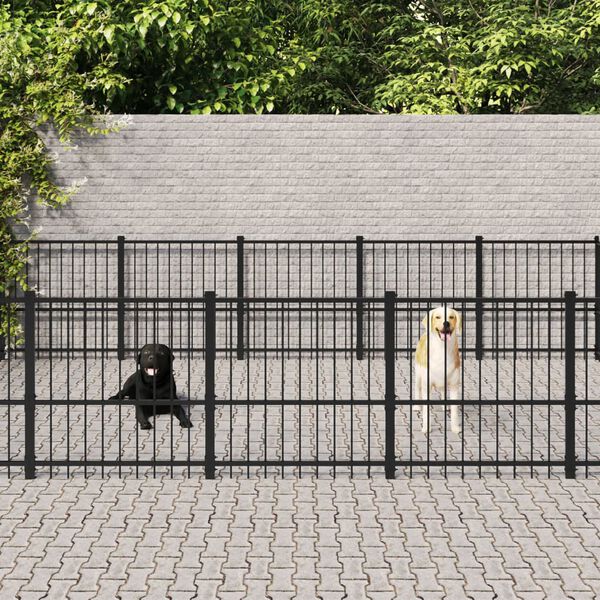 vidaXL Outdoor Dog Kennel Steel 22.58 m²