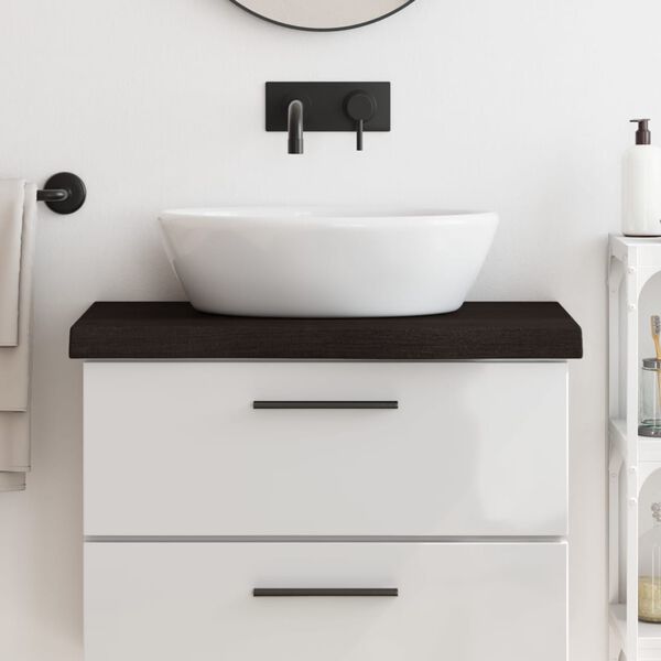 vidaXL Bathroom Countertop Dark Brown 80x40x(2-6) cm Treated Solid Wood