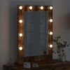 vidaXL Vanity Mirror with LED Strip Lights Smoked Oak 70 x 50 x 18 cm