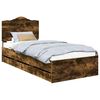 vidaXL Bed Frame with Drawer Smoked Oak 90 x 190 cm Engineer Wood