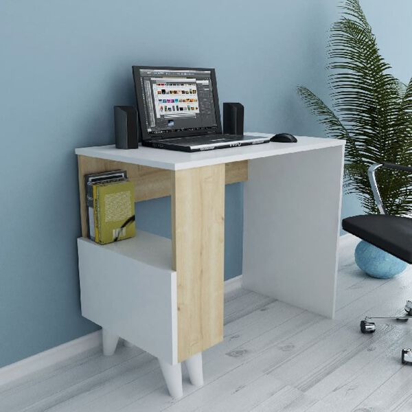 Homemania Computer Desk Paris 90x50x75 cm White and Oak