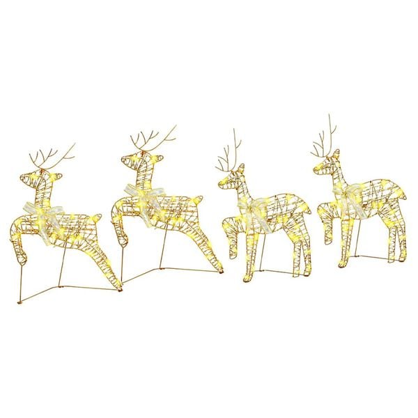 vidaXL LED Reindeers with 80 LEDs 4 pcs Gold PET