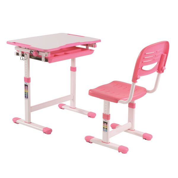 Vipack Adjustable Kids Desk Comfortline 201 with Chair Pink and White
