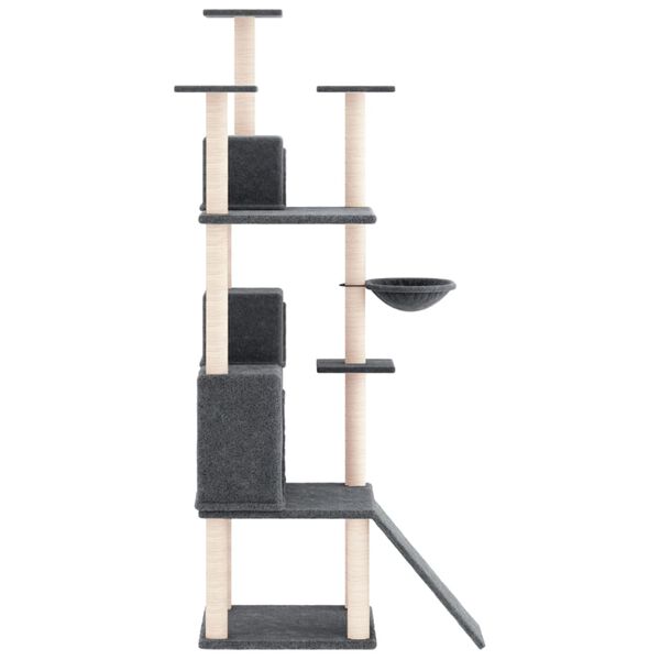 vidaXL Cat Tree with Sisal Scratching Posts Dark Grey 175 cm
