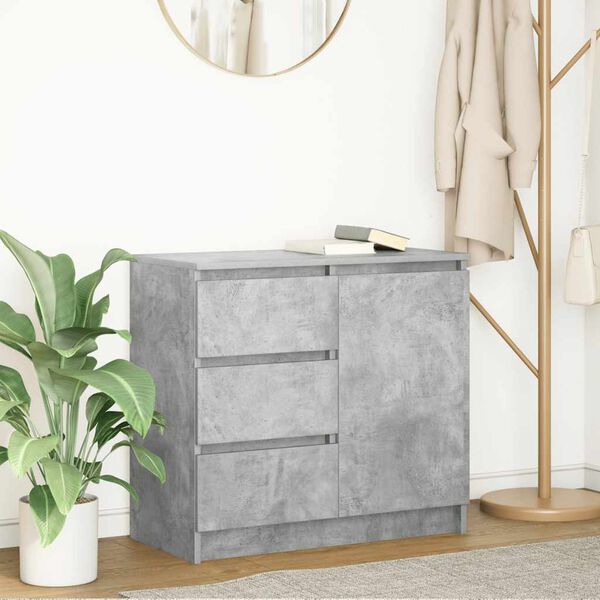 vidaXL Sideboard with Drawer Concrete Grey 71x35x65 cm Engineered Wood