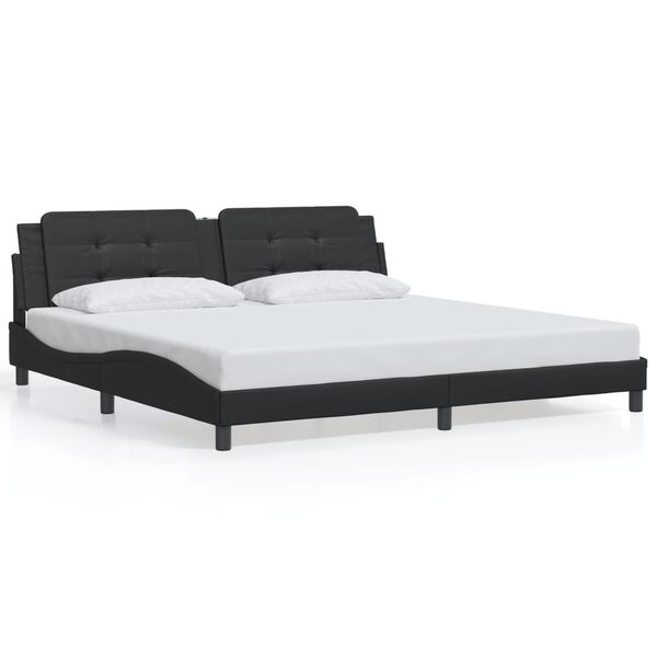vidaXL Bed Frame without Mattress "Zadar" Black 200x200 cm Faux Leather