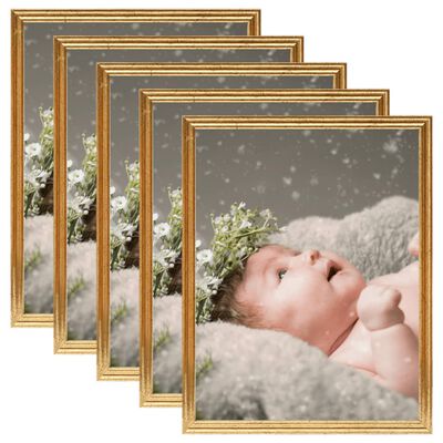 vidaXL Photo Frames Collage 5 pcs for Wall or Table Gold 20x25 cm MDF