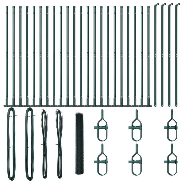 vidaXL Fence Post Green 50 x 1.2 m (25 mm mesh) Steel and PVC