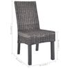 vidaXL Dining Chairs 2 pcs Brown Kubu Rattan and Mahogany Wood