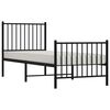 vidaXL Metal Bed Frame without Mattress with Footboard Black 75x190cm