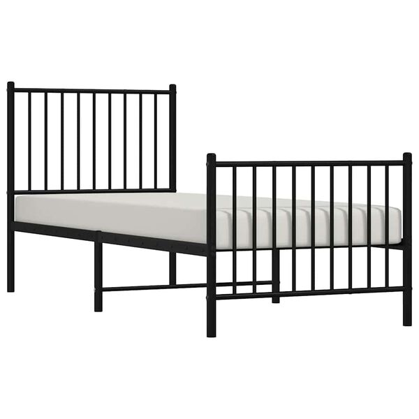 vidaXL Metal Bed Frame without Mattress with Footboard Black 75x190cm