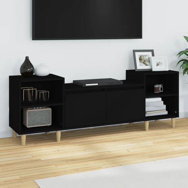 vidaXL TV Cabinet Black 160x35x55 cm Engineered Wood