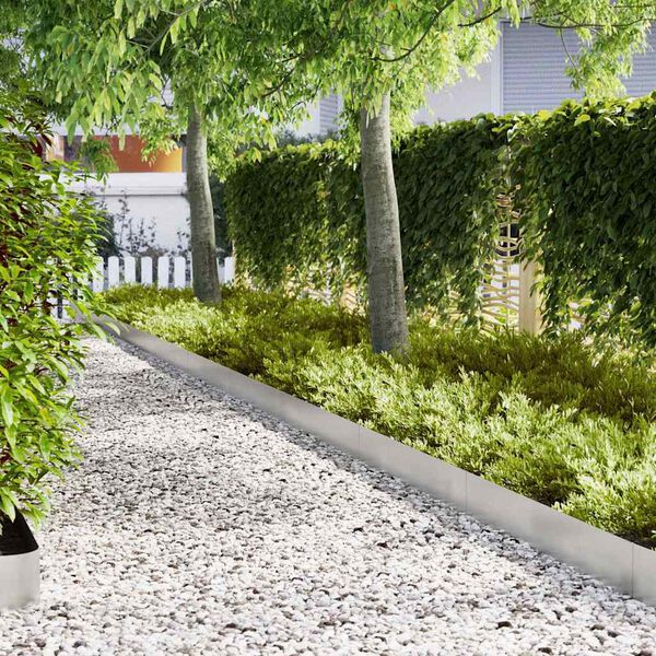 vidaXL Lawn Edging 20 pcs Silver 100 x 0.05 x 20 cm Stainless Steel