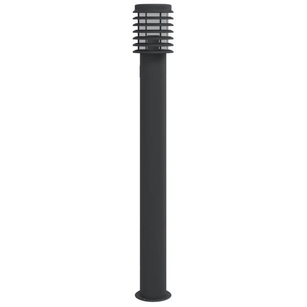 vidaXL Outdoor Floor Lamp with Outlet Black 110cm Stainless Steel