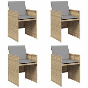 vidaXL Garden Chairs with Cushions 4 pcs Mix Beige Poly Rattan