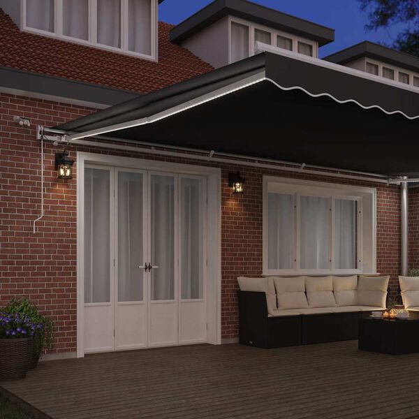 vidaXL Awning Frame with LED Strip Lights White 600 x 350 cm Aluminium