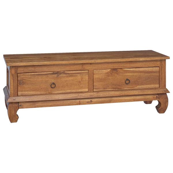 vidaXL TV Stand with Drawer Natural 110 x 35 x 40 cm Solid Teak Wood