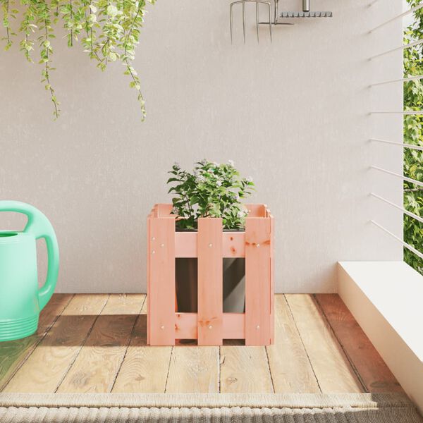 vidaXL Garden Planter with Fence Design 30x30x30 cm Solid Wood Douglas
