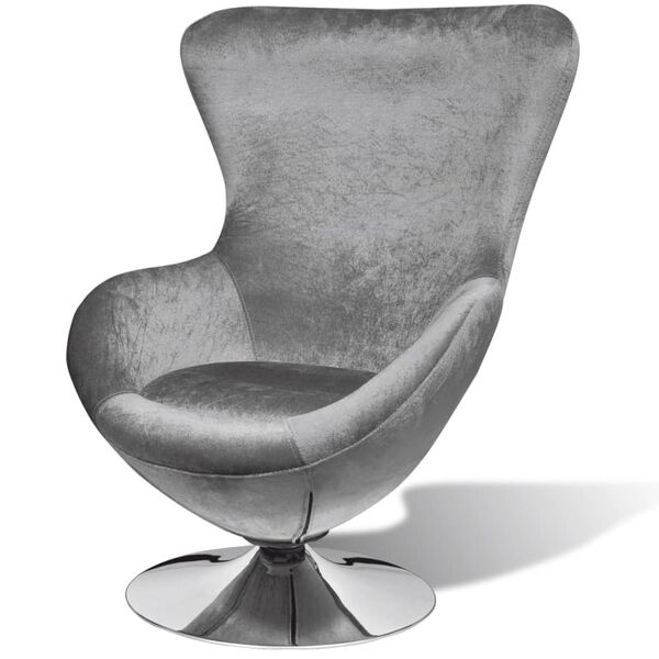 vidaXL Swivel Egg Chair with Cushion Silver Velvet