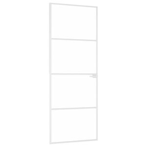 vidaXL Interior Door White 76x201.5 cm Tempered Glass&Aluminium Slim