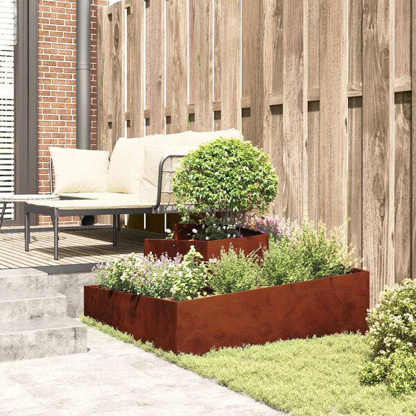vidaXL Garden Planter Brown 100 x 100 x 50 cm Weathering Steel