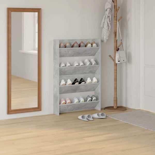 vidaXL Wall Shoe Cabinets 2 pcs Concrete Grey 80x18x60 cm Engineered Wood