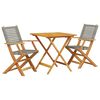 vidaXL 3 Piece Bistro Set Grey Poly Rattan and Solid Wood