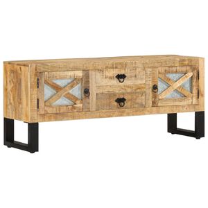 vidaXL TV Cabinet | Rough Mango Wood | Steel, Zinc | Medium | TV Cabinet