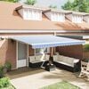 vidaXL Retractable Awning Manual Blue and White 500 x 300 cm