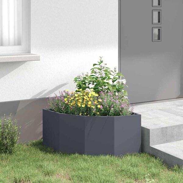 vidaXL Corner Planter Anthracite 60 x 60 x 35 cm Steel