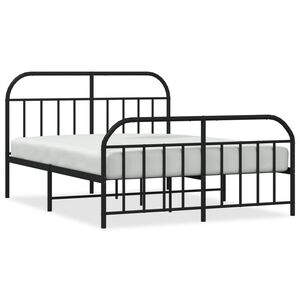 vidaXL Metal Bed Frame without Mattress with Footboard Black 140x190cm