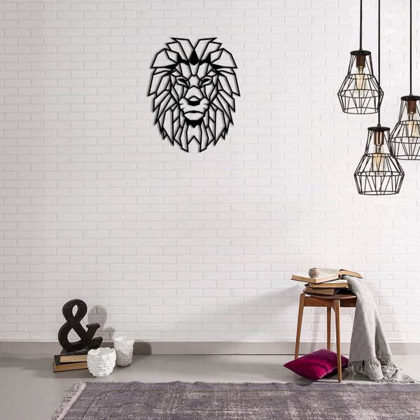 Homemania Wall Decoration Lion 40x50 cm Steel Black