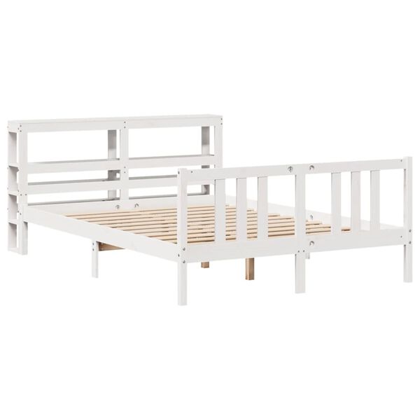 vidaXL Bed Frame with Headboard without Mattress White 140x200 cm
