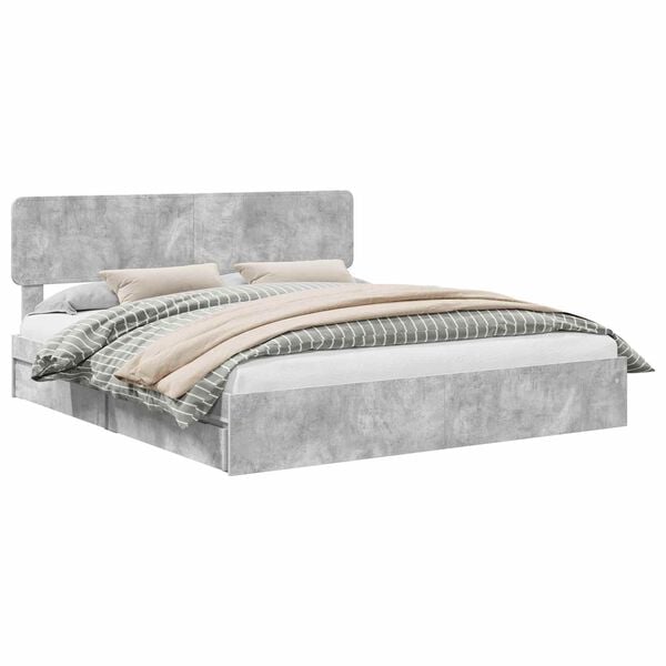 vidaXL Storage Bed Concrete Grey 200 x 200 cm Engineered Wood