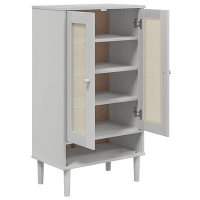 vidaXL Shoe Cabinet SENJA Rattan Look White 59.5x35x107 cm Solid Wood