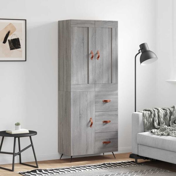 vidaXL Highboard Grey Sonoma 69.5x34x180 cm Engineered Wood