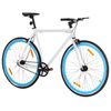 vidaXL Fixed Gear Bike White and Blue 700c 55 cm