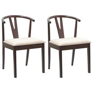 vidaXL Dining Chair 2 pcs Light Brown and Light Solid Rubber Wood