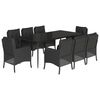 vidaXL 9 Piece Garden Dining Set with Cushions Black Poly Rattan